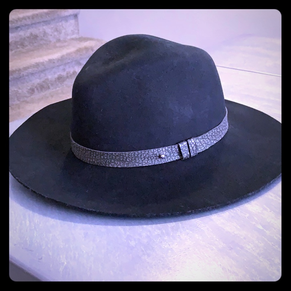 rag & bone Black Wide-Brim Wool Hat